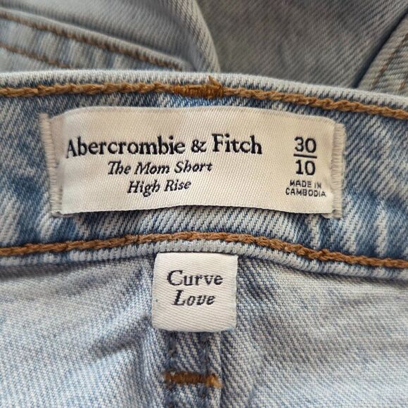 Abercrombie & Fitch The Mom Short High Rise Curve Love Size 10 / 30 Distressed - Picture 6 of 7